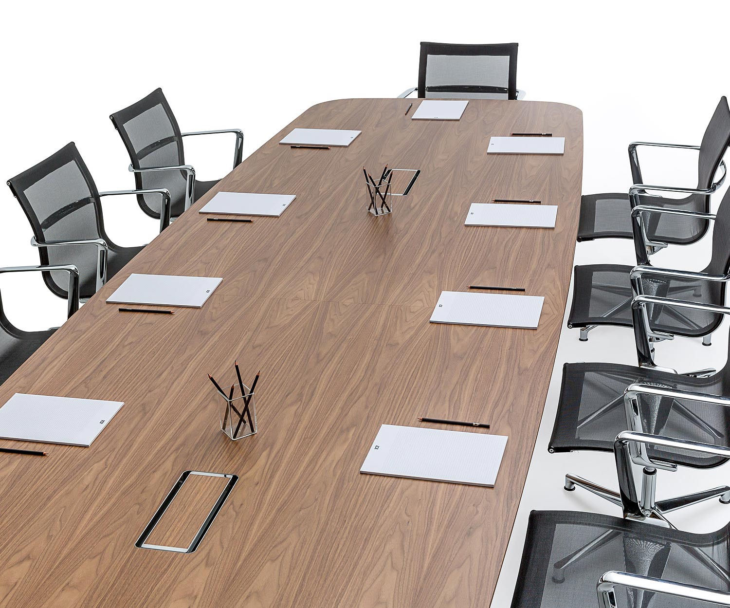 ICF Unitable Manager Table de conférence design en noyer avec prise électrique ICF Unitable Manager Table de conférence design en noyer avec prise électrique