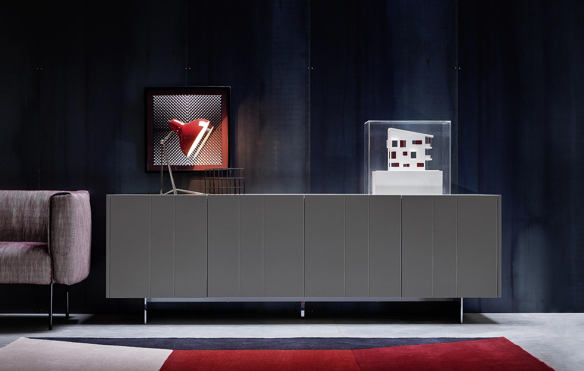 Sideboard gris sans poignées