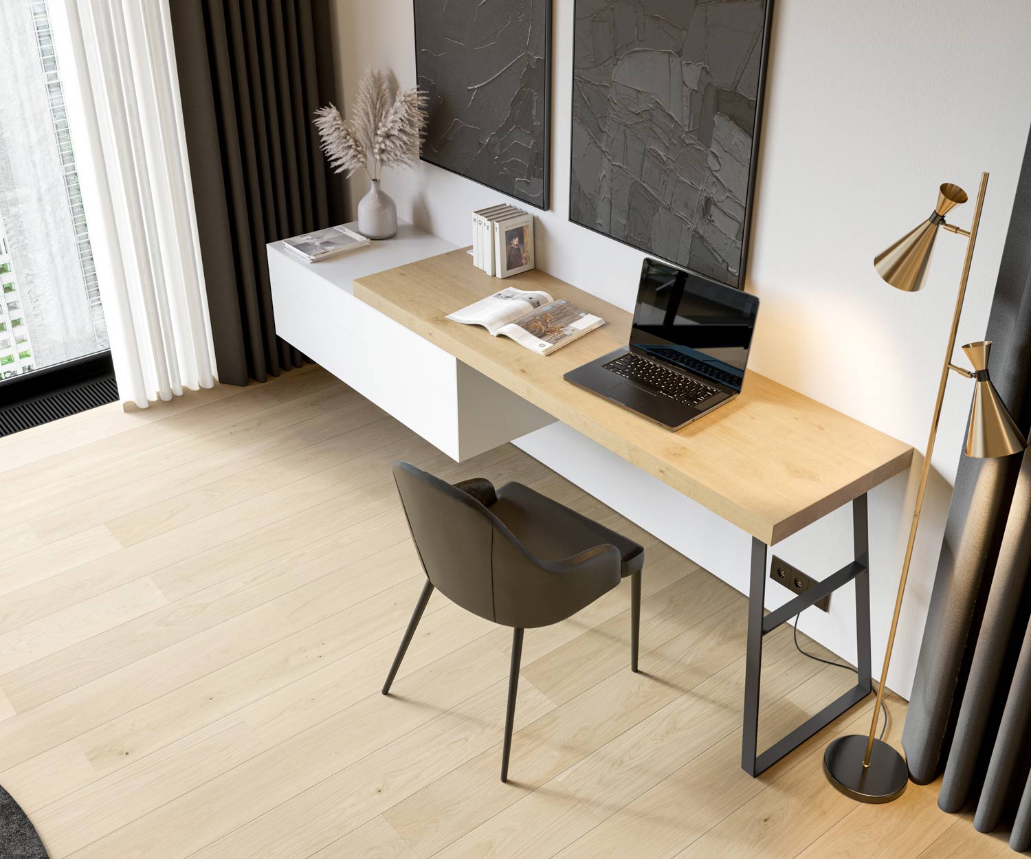 Commode murale Ecletto avec bureau Commode murale Ecletto avec bureau