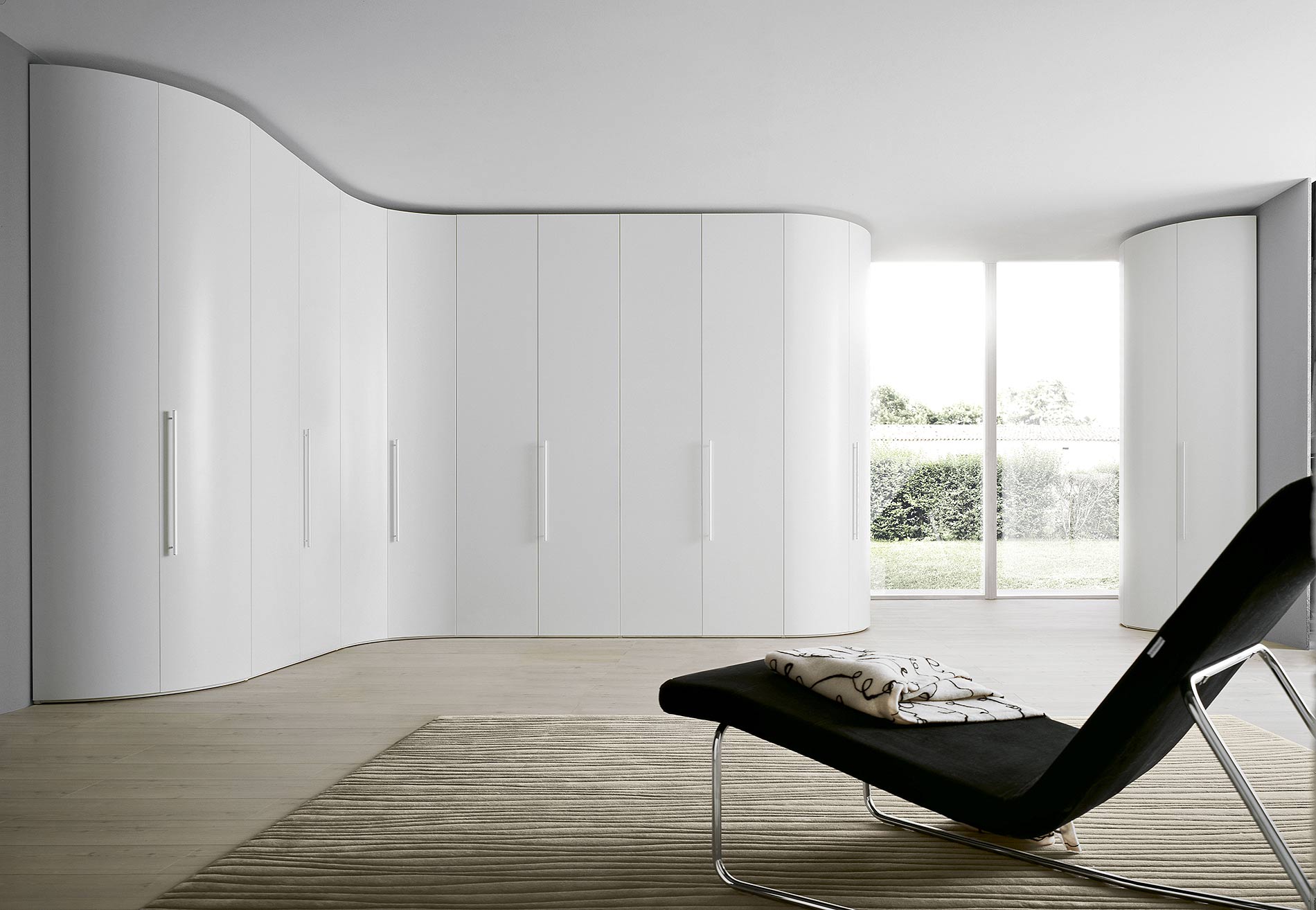 Coffre d'angle rond design blanc mat Coffre d'angle rond design blanc mat