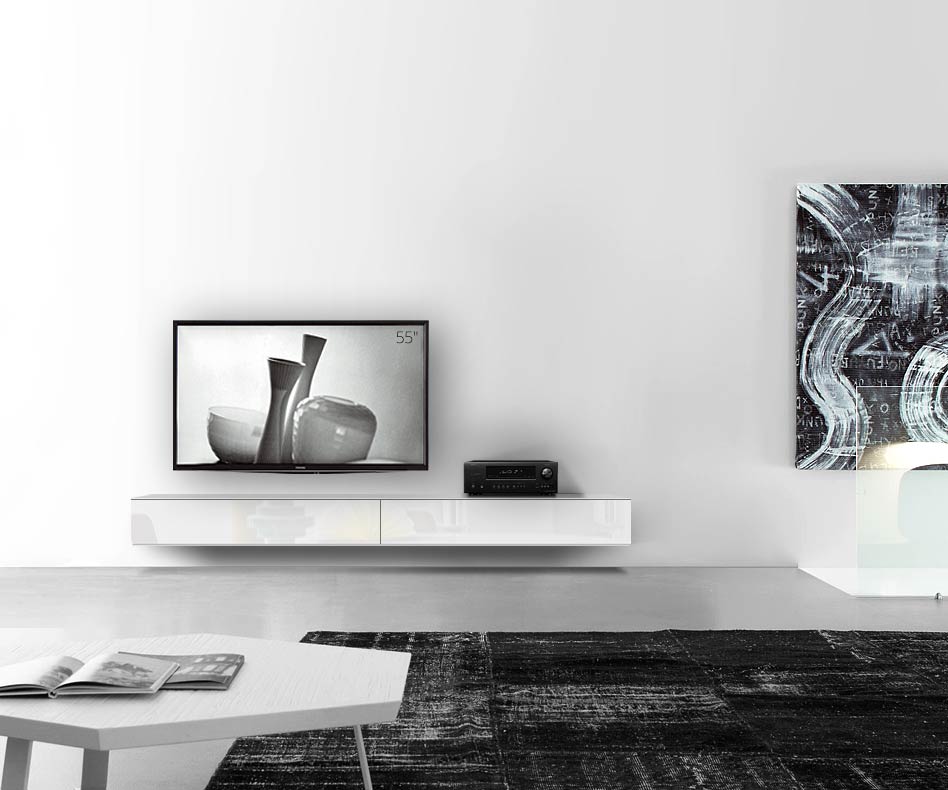 /Design Lowboard Wand B240 H25 5 blanc brillant /Design Lowboard Wand B240 H25 5 blanc brillant