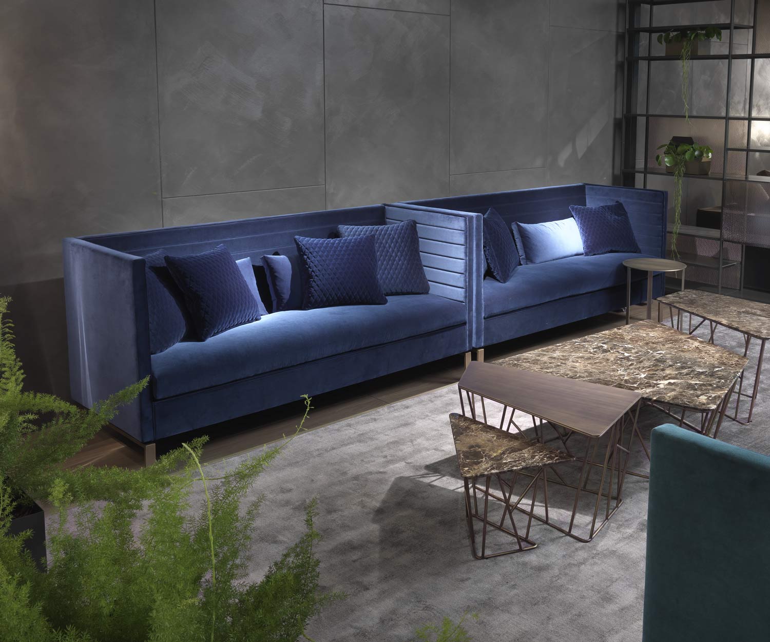 Haute qualité Marelli Canapé de bureau design à dossier haut bleu Haute qualité Marelli Canapé de bureau design à dossier haut bleu