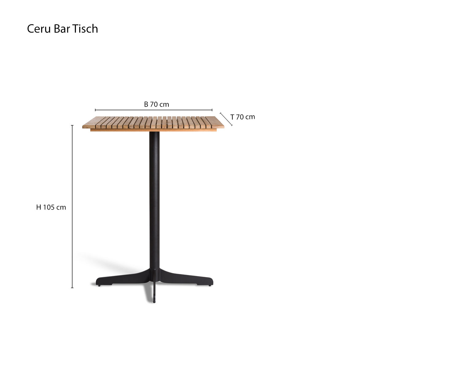 Table de bar Design Ceru de Oasiq Esquisse Dimensions Dimensions