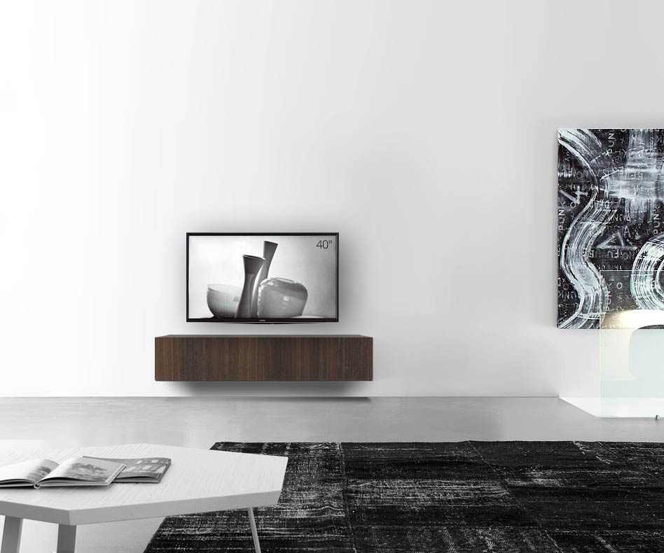 Livitalia Bois Table basse design Configurateur mural 150 cm 32 cm 46 cm Chêne brun