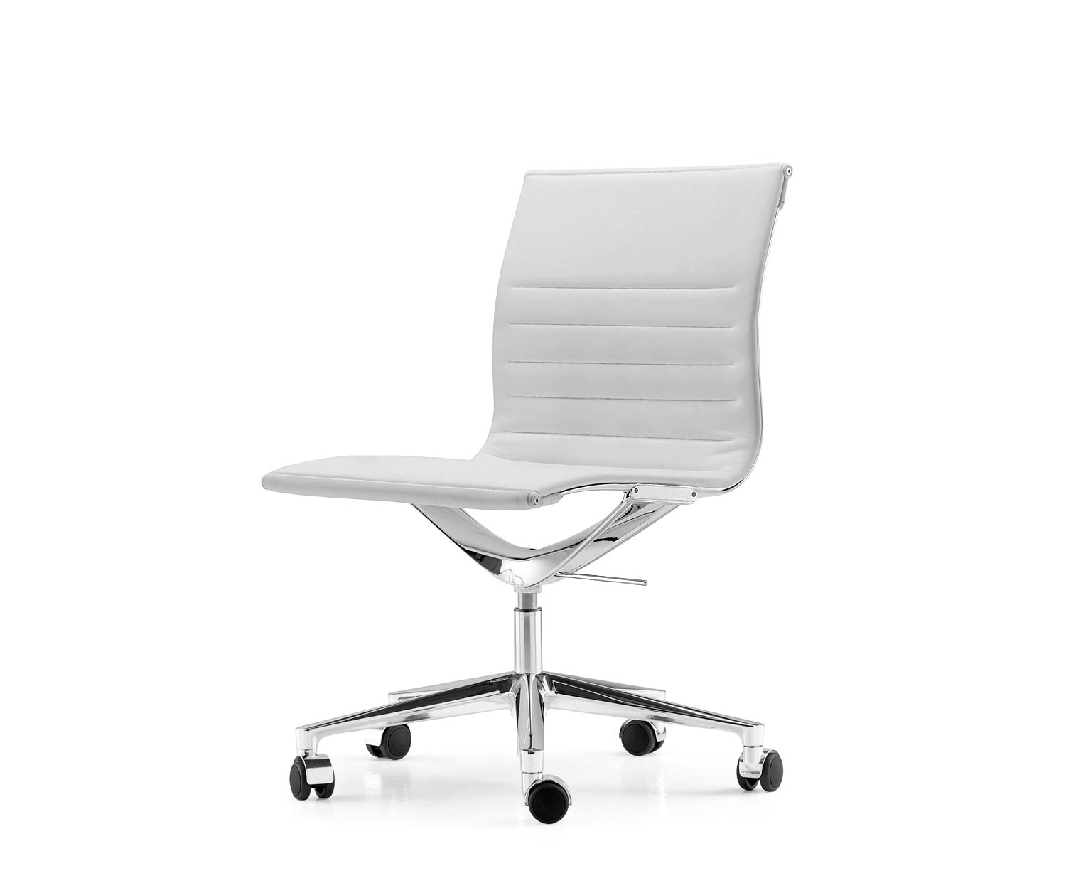 ICF Una Chair Managment Chaise de bureau Design Chaise pivotante 5 bras avec roulettes H42 cm sans cuir Cuir blanc 915 ICF Una Chair Managment Chaise de bureau Design Chaise pivotante 5 bras avec roulettes H42 cm sans cuir Cuir blanc 915