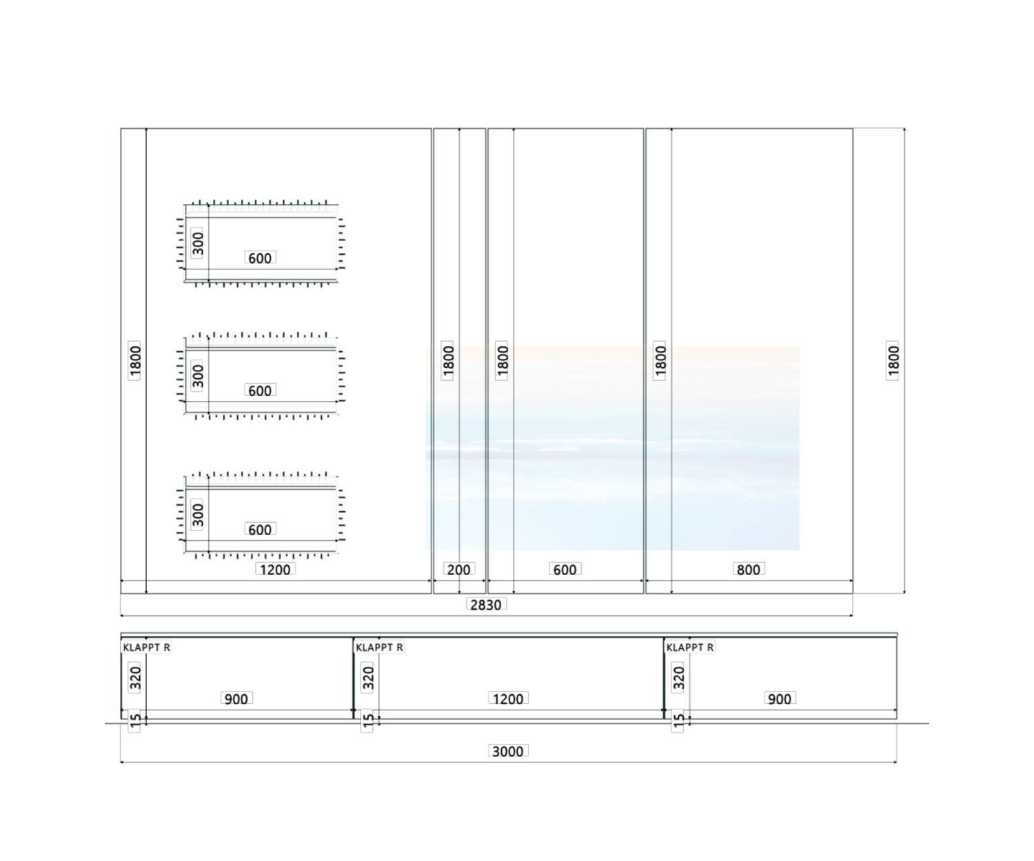 Livitalia Meuble TV design de luxe C100 frontal masse