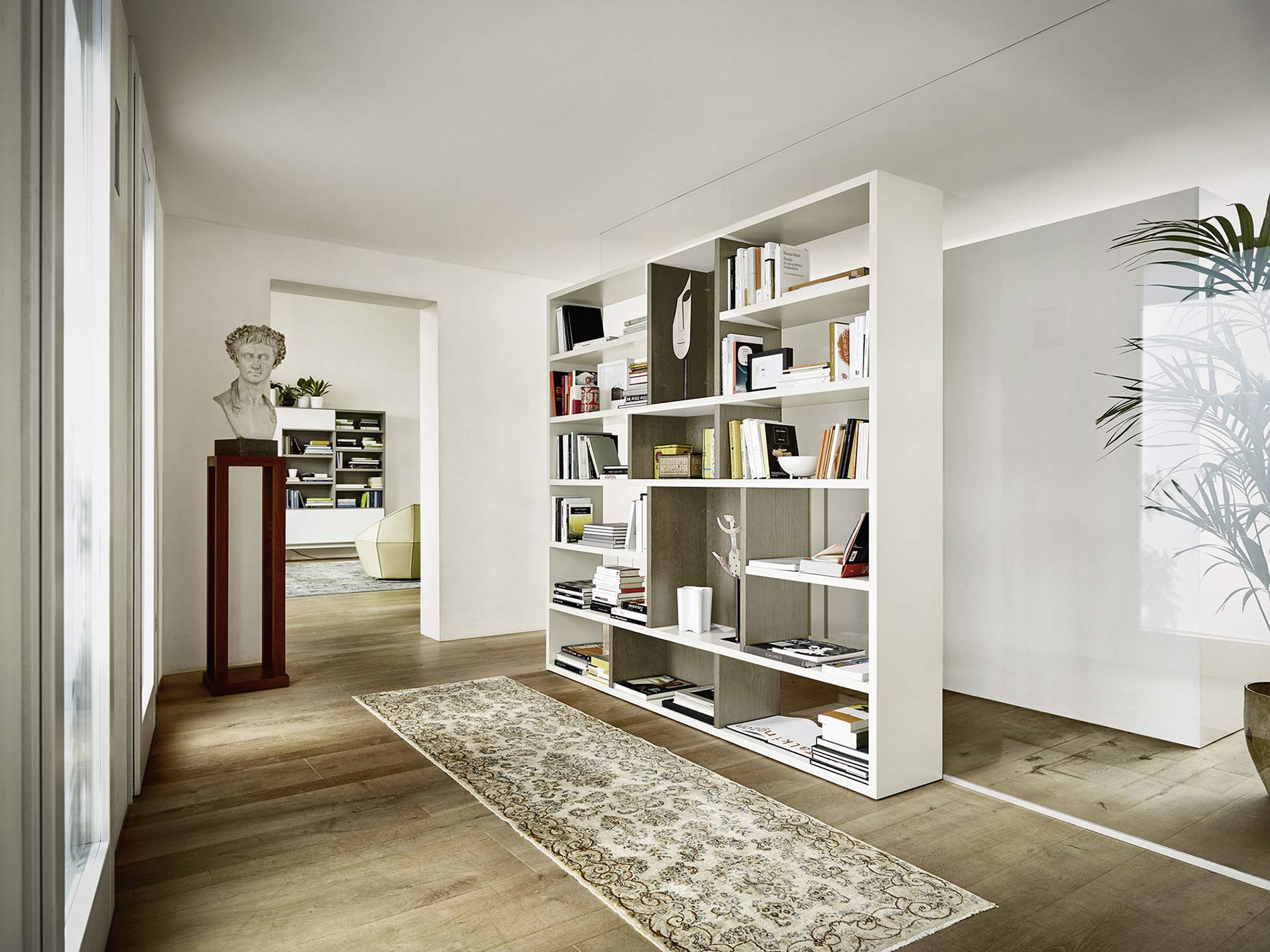 Étagère à livres design comme séparation de pièce Étagère à livres design comme séparation de pièce