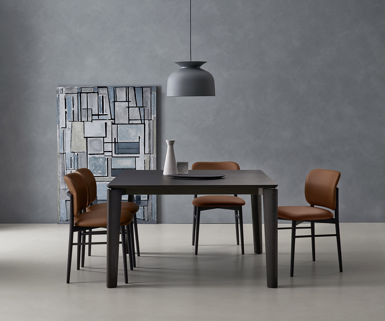 Exclusif Livitalia Design Table de salle à manger Desco extensible Chêne Carbone Bois Exclusif Livitalia Design Table de salle à manger Desco extensible Chêne Carbone Bois