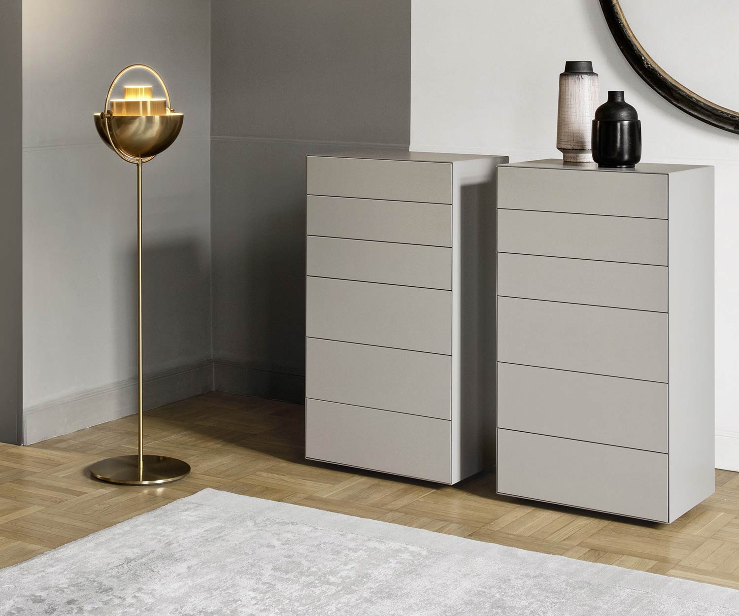 Exclusif Livitalia Commode haute Ecletto 6 tiroirs sans poignées Exclusif Livitalia Commode haute Ecletto 6 tiroirs sans poignées