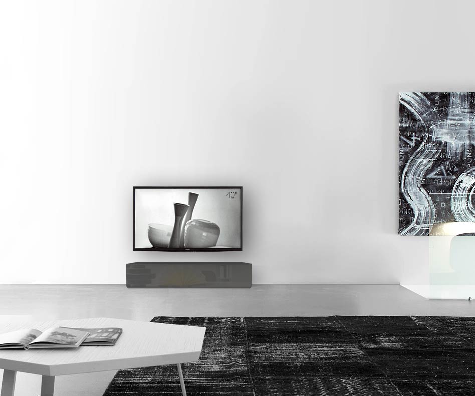 /Design Lowboard sol B120 H27 brillant gris foncé