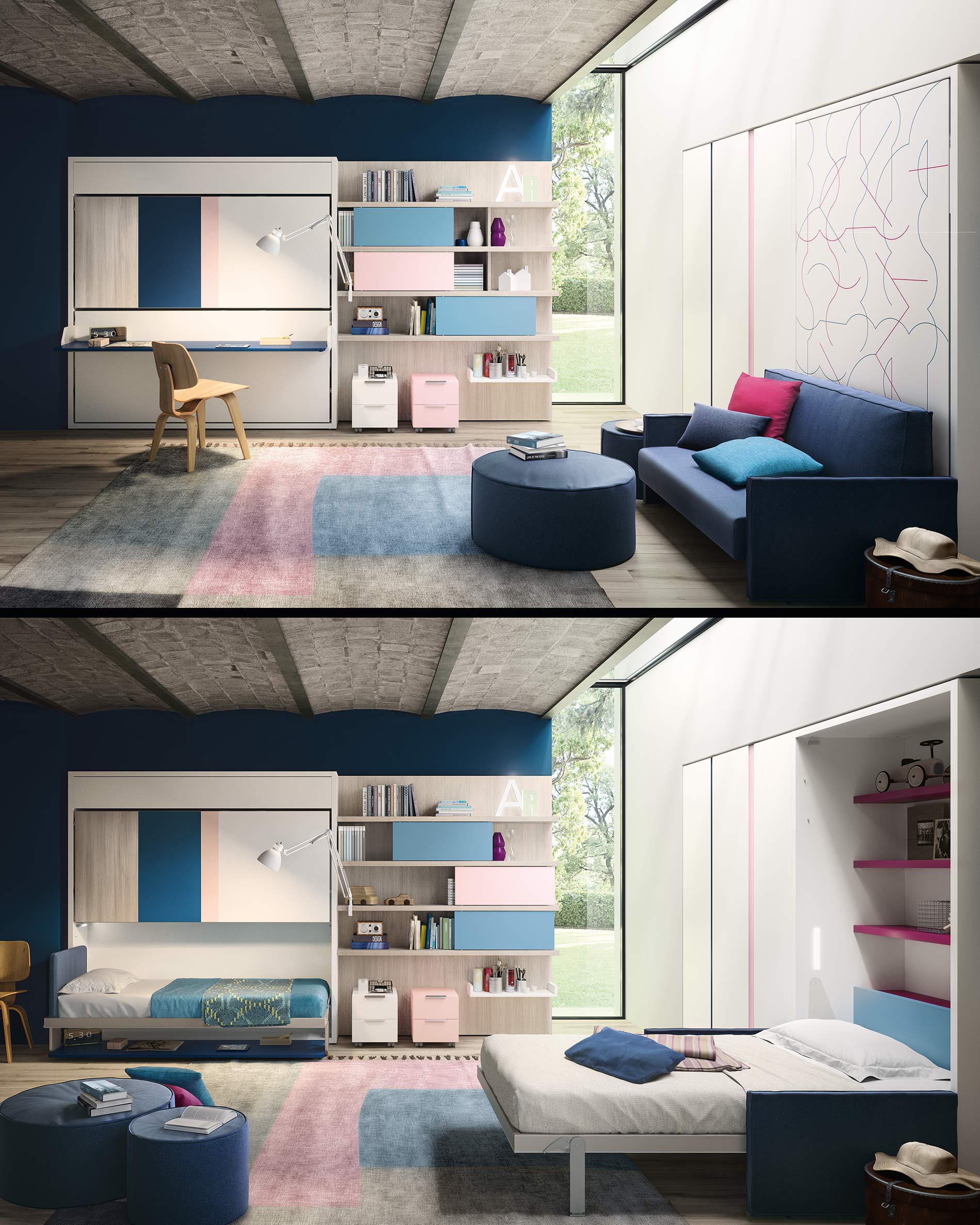 chambre d'adolescent lit pliant armoire Clei Kali Duo Board Altea 120 BookSofa chambre d'adolescent lit pliant armoire Clei Kali Duo Board Altea 120 BookSofa