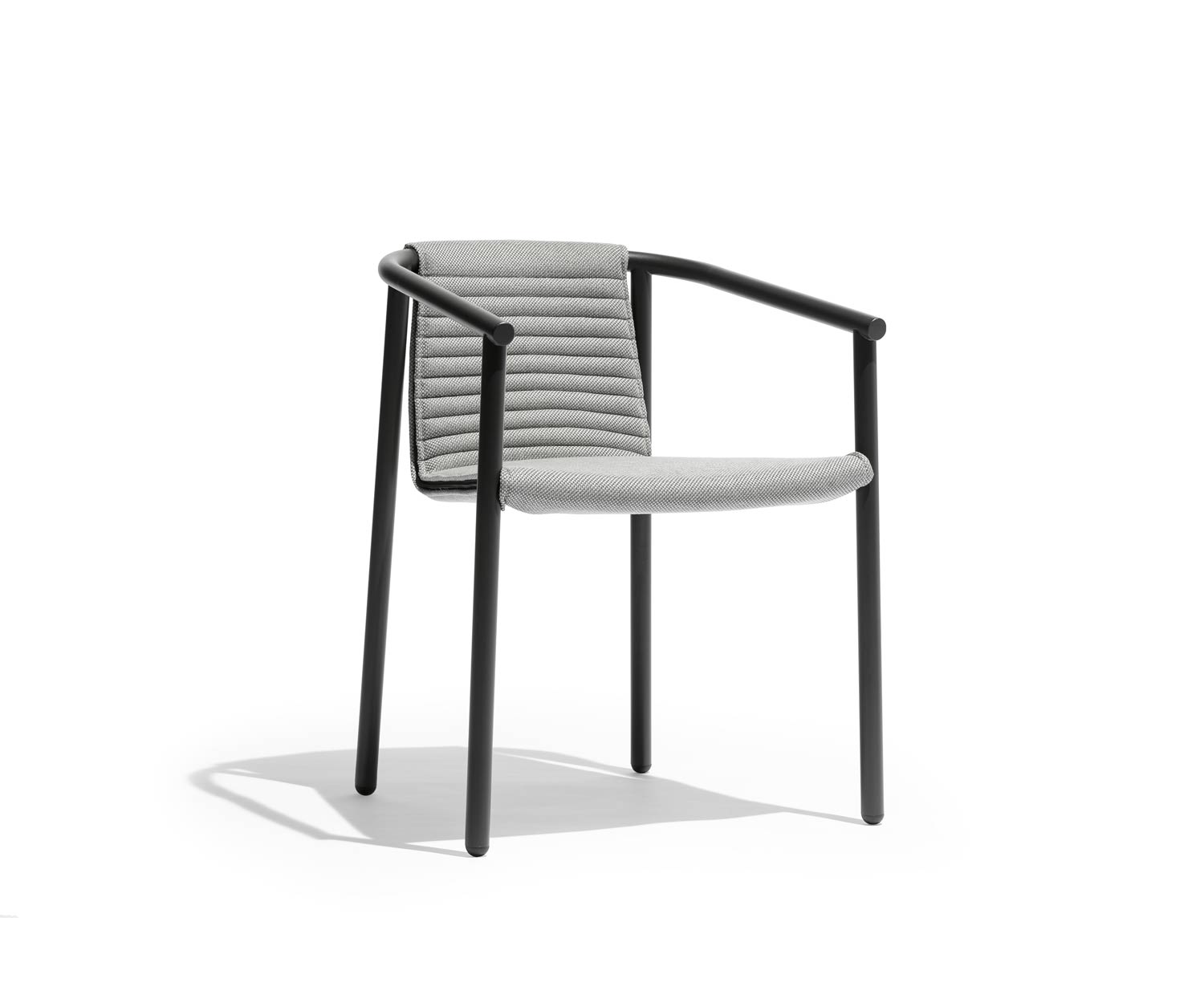 Exclusif Todus Duct Round Chaise à accoudoirs design avec revêtement rembourré gris