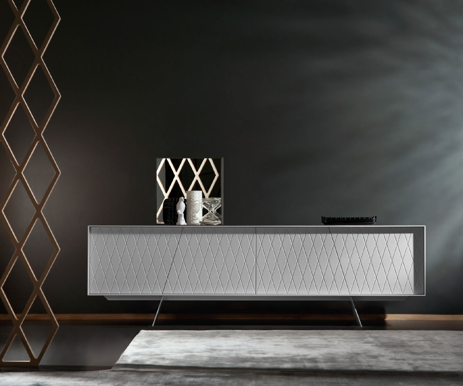 al2 e klipse 003 Buffet design en blanc mat avec motif en losange al2 e klipse 003 Buffet design en blanc mat avec motif en losange