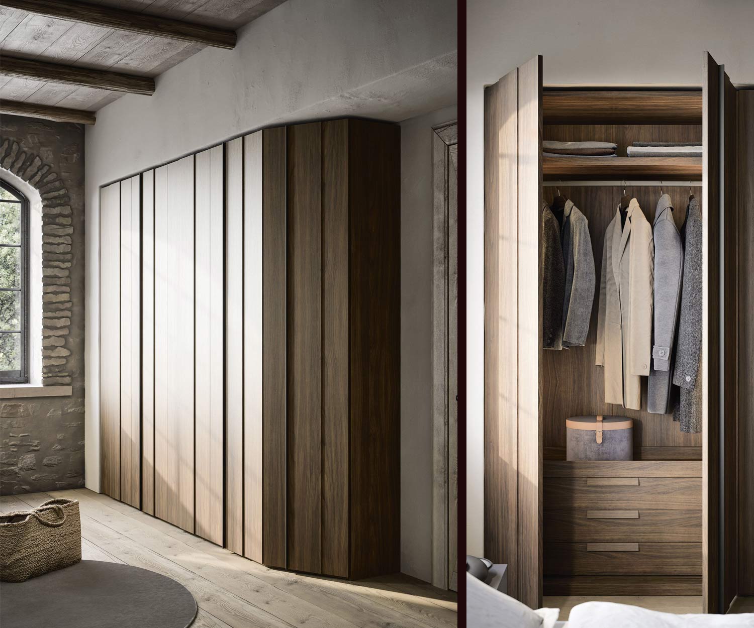 Armoire en bois YNCA Novamobili avec module d'angle Armoire en bois YNCA Novamobili avec module d'angle