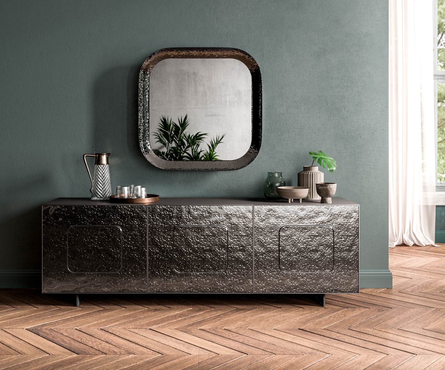 Ozzio Giulia X311 Sideboard design avec verre bronze or Ozzio Giulia X311 Sideboard design avec verre bronze or