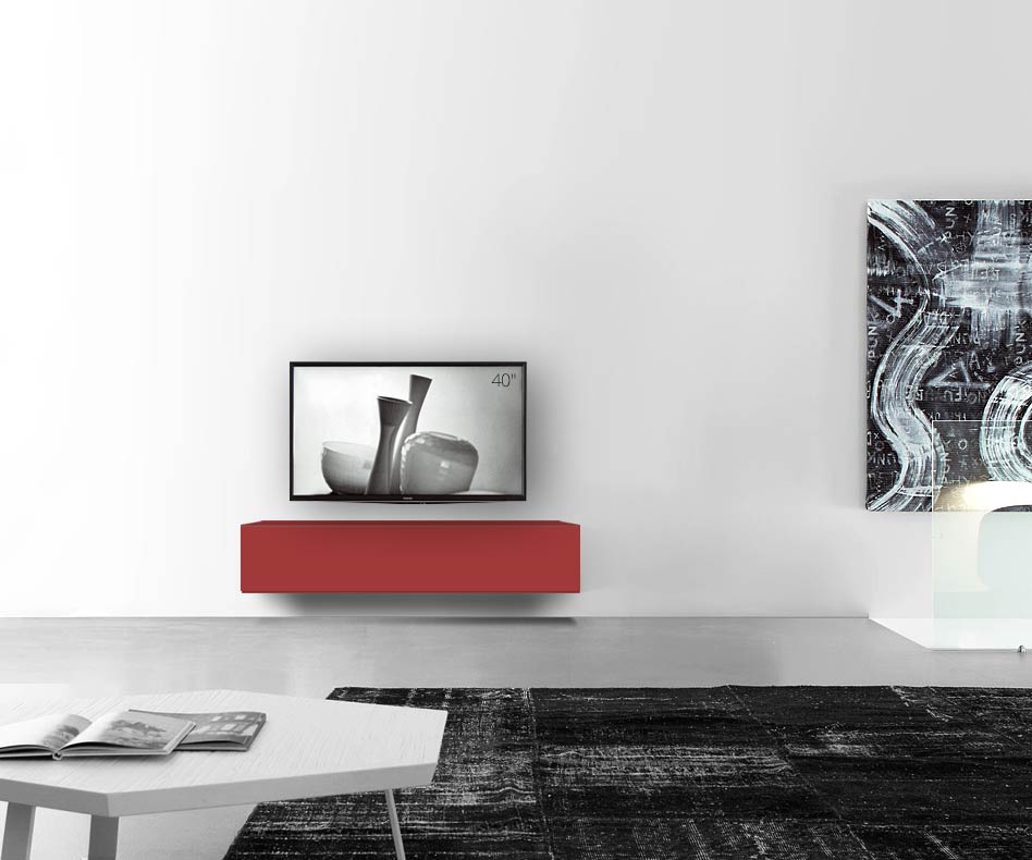 /Design Lowboard mural L150 H33 5 rouge mat /Design Lowboard mural L150 H33 5 rouge mat