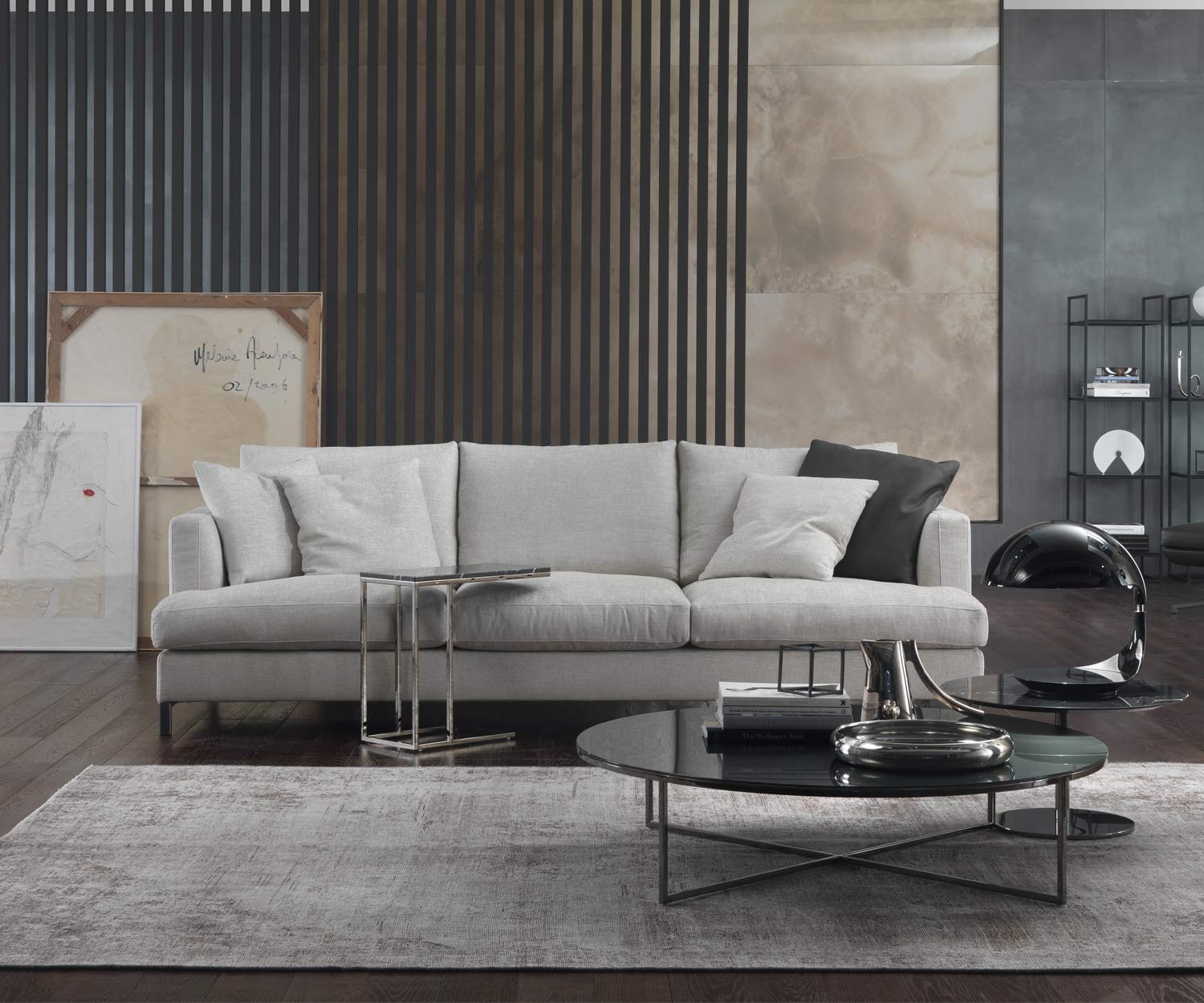 Exclusif Marelli Canapé design Loft sur pieds chromés Exclusif Marelli Canapé design Loft sur pieds chromés