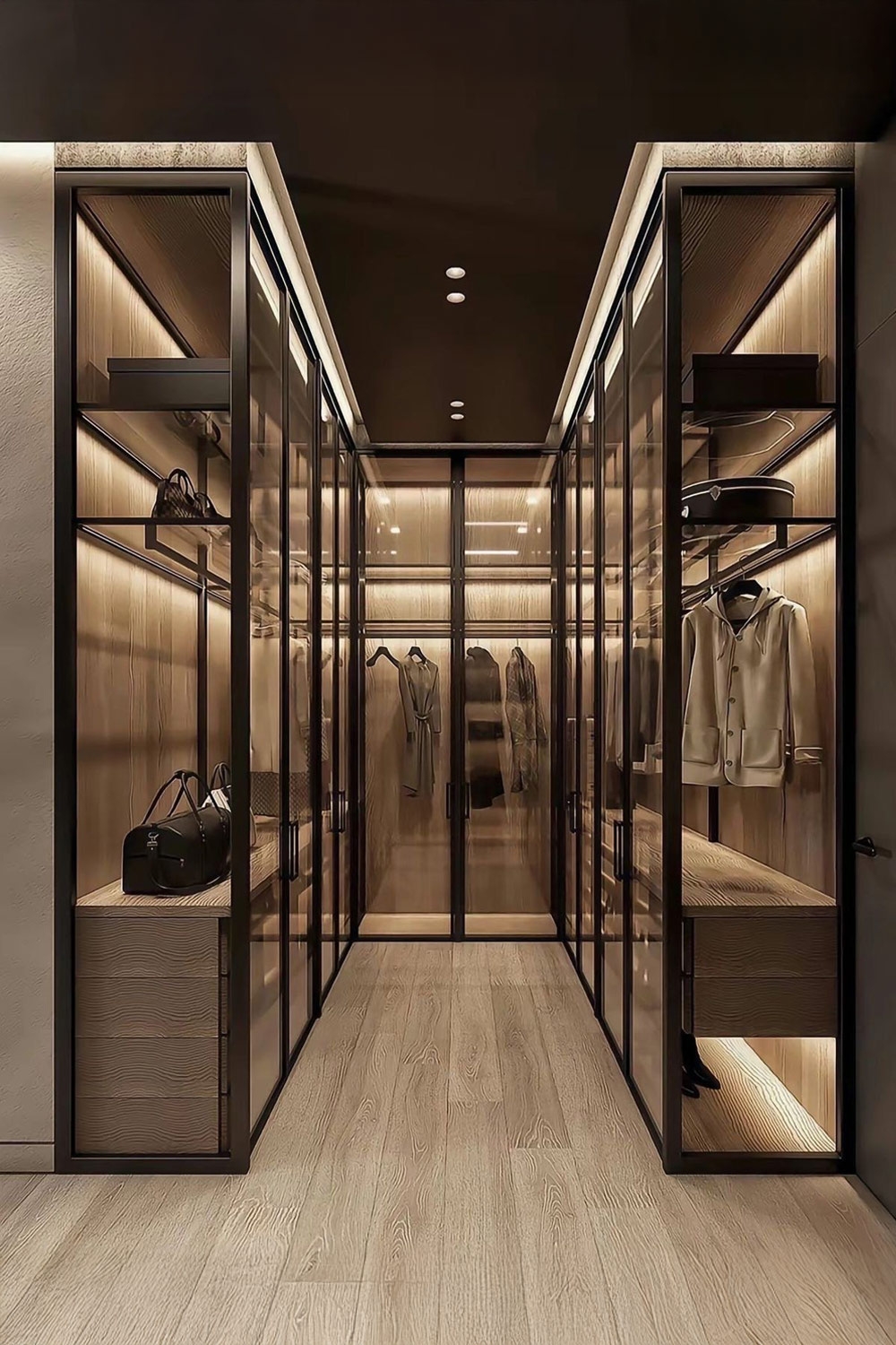 armoire-en-u-avec-portes-vitrees-dans-une-niche