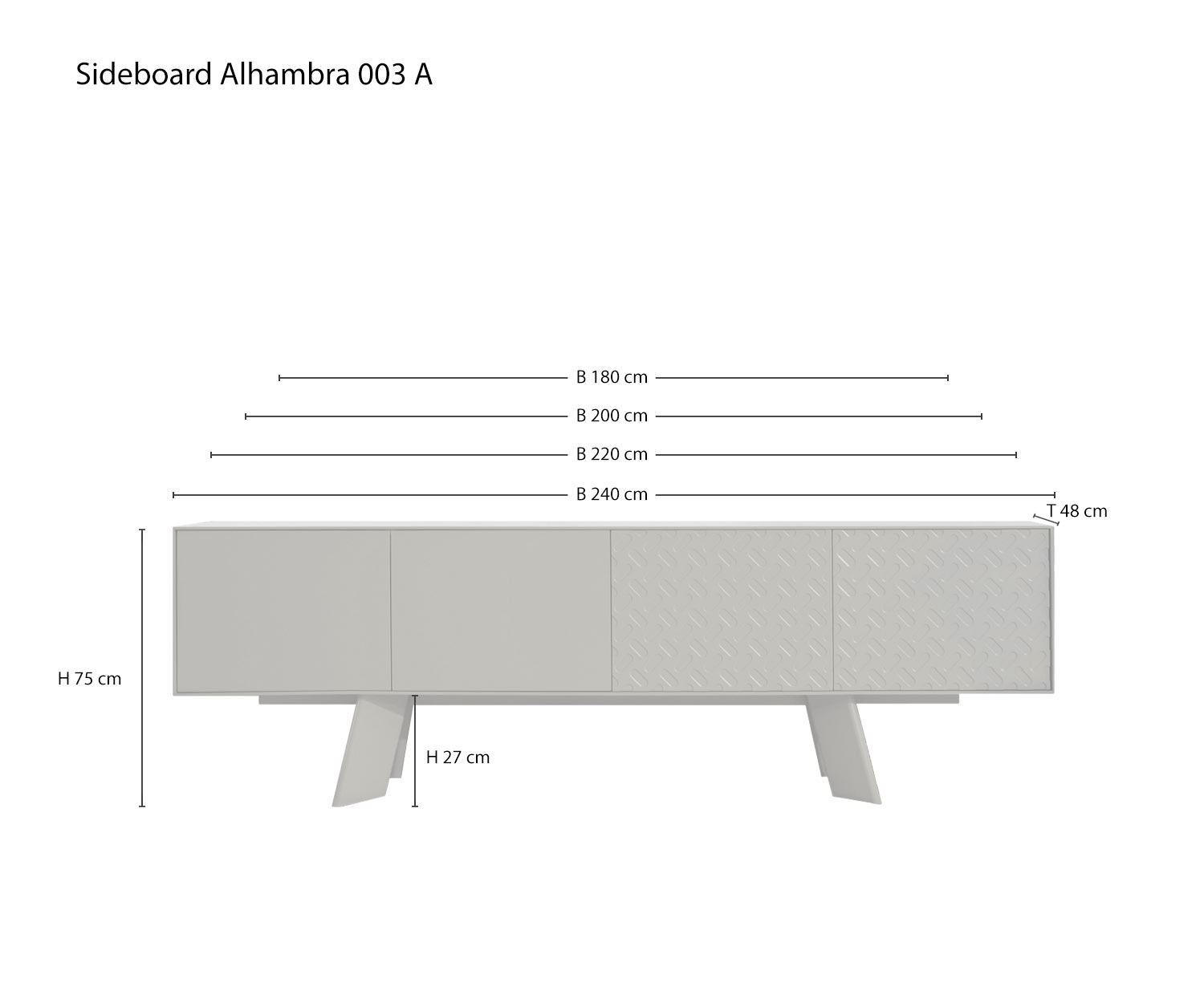 Esquisse Dimensions Données de taille Variantes de al2 Designer Buffet Alhambra 003
