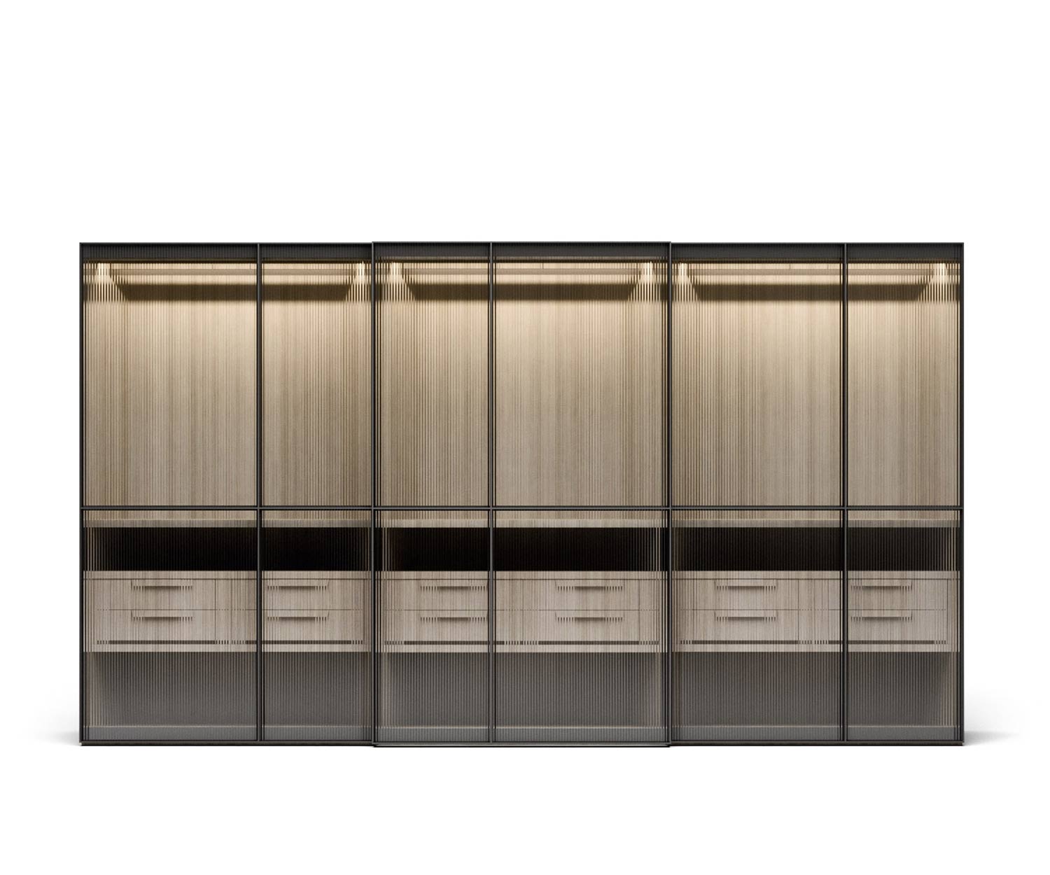 Novamobili Armoire design Layer avec trois portes coulissantes en verre Novamobili Armoire design Layer avec trois portes coulissantes en verre