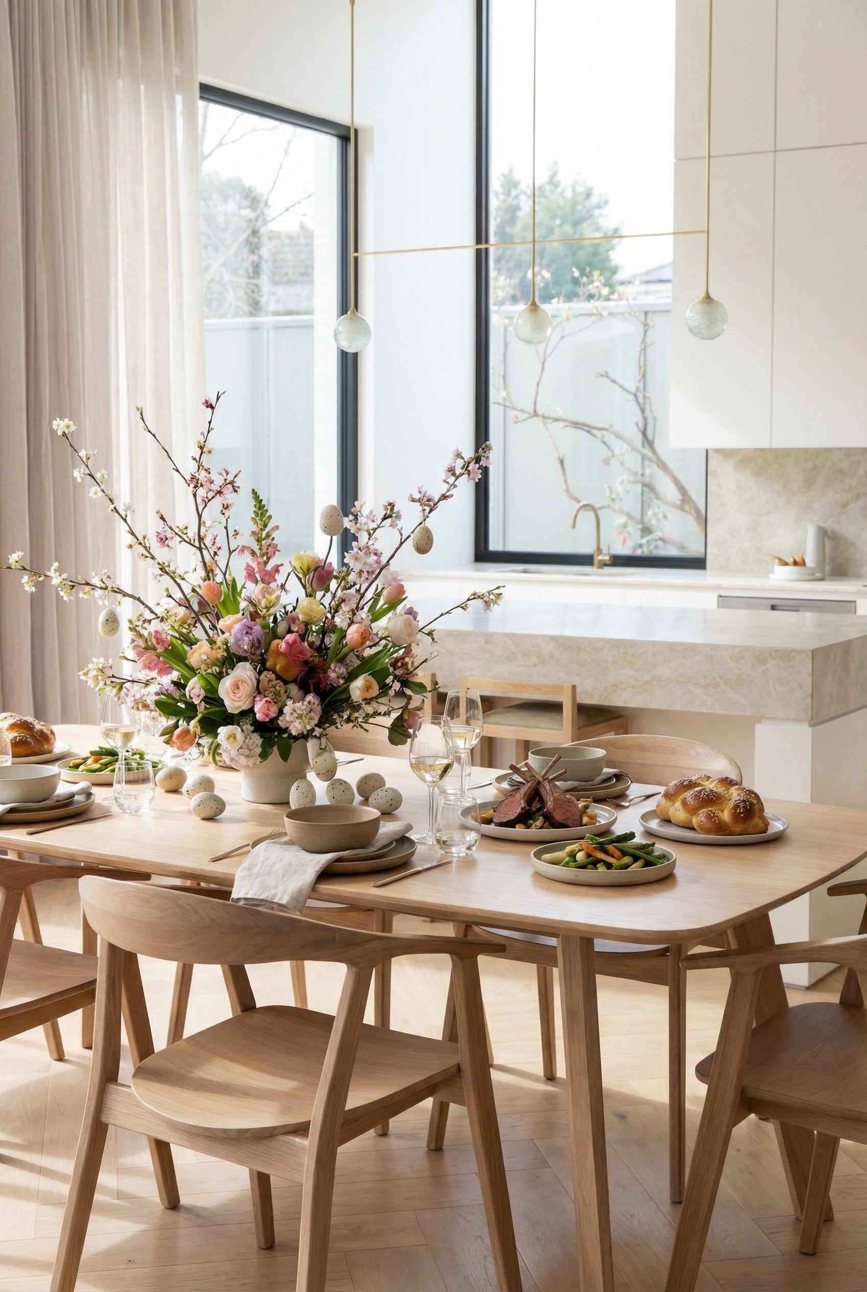 Prostoria Esstisch Rhomb aus hellem Massivholz mit elegant abgeschrägten Kanten Prostoria Esstisch Rhomb aus hellem Massivholz mit elegant abgeschrägten Kanten