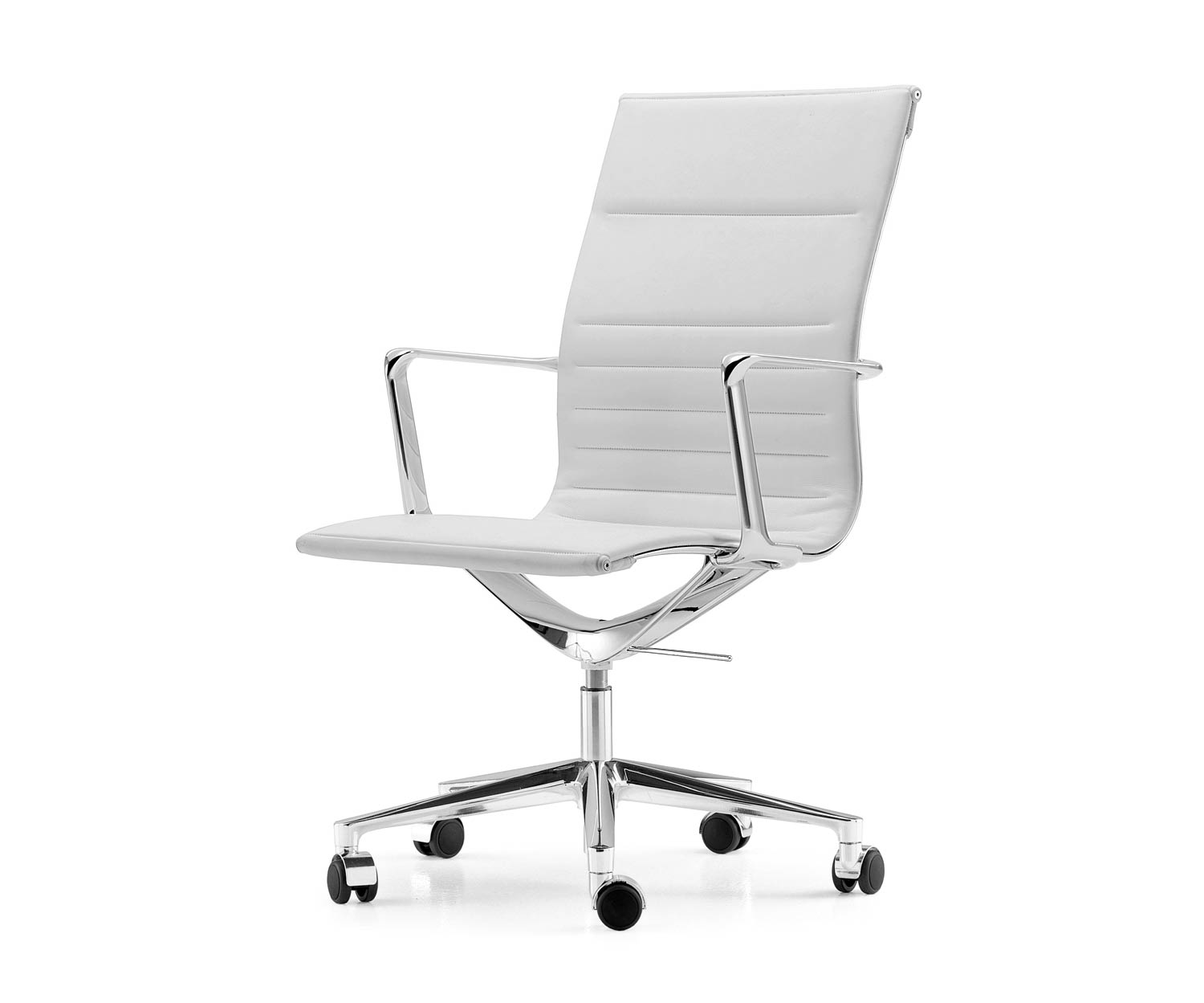 ICF Una Chair Managment Chaise de bureau Design Chaise pivotante 5 bras avec roulettes H58 cm avec cuir Cuir blanc 915 ICF Una Chair Managment Chaise de bureau Design Chaise pivotante 5 bras avec roulettes H58 cm avec cuir Cuir blanc 915