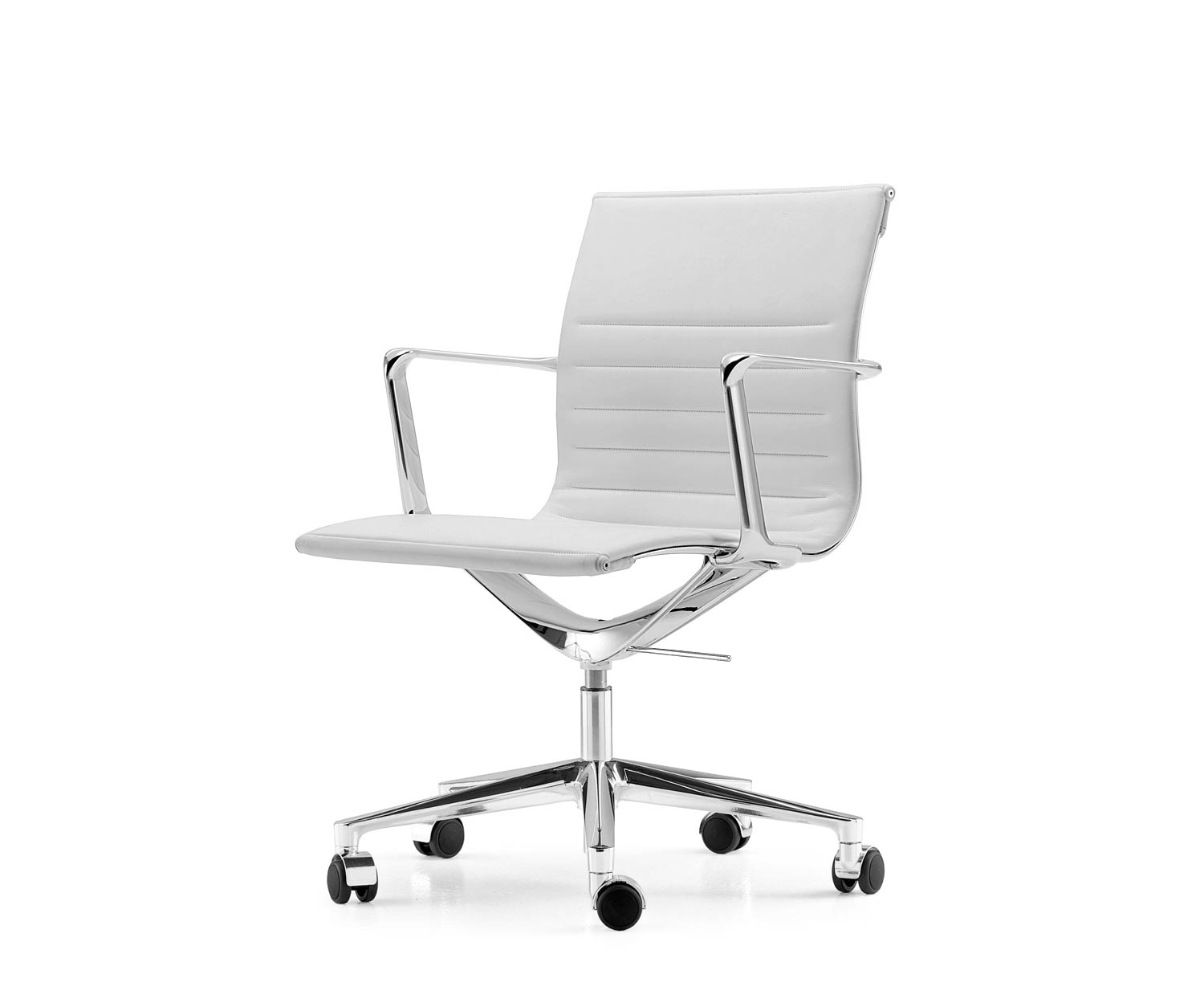 ICF Una Chair Managment Chaise de bureau Design Chaise pivotante 5 bras avec roulettes H42 cm avec cuir Cuir blanc 915 ICF Una Chair Managment Chaise de bureau Design Chaise pivotante 5 bras avec roulettes H42 cm avec cuir Cuir blanc 915