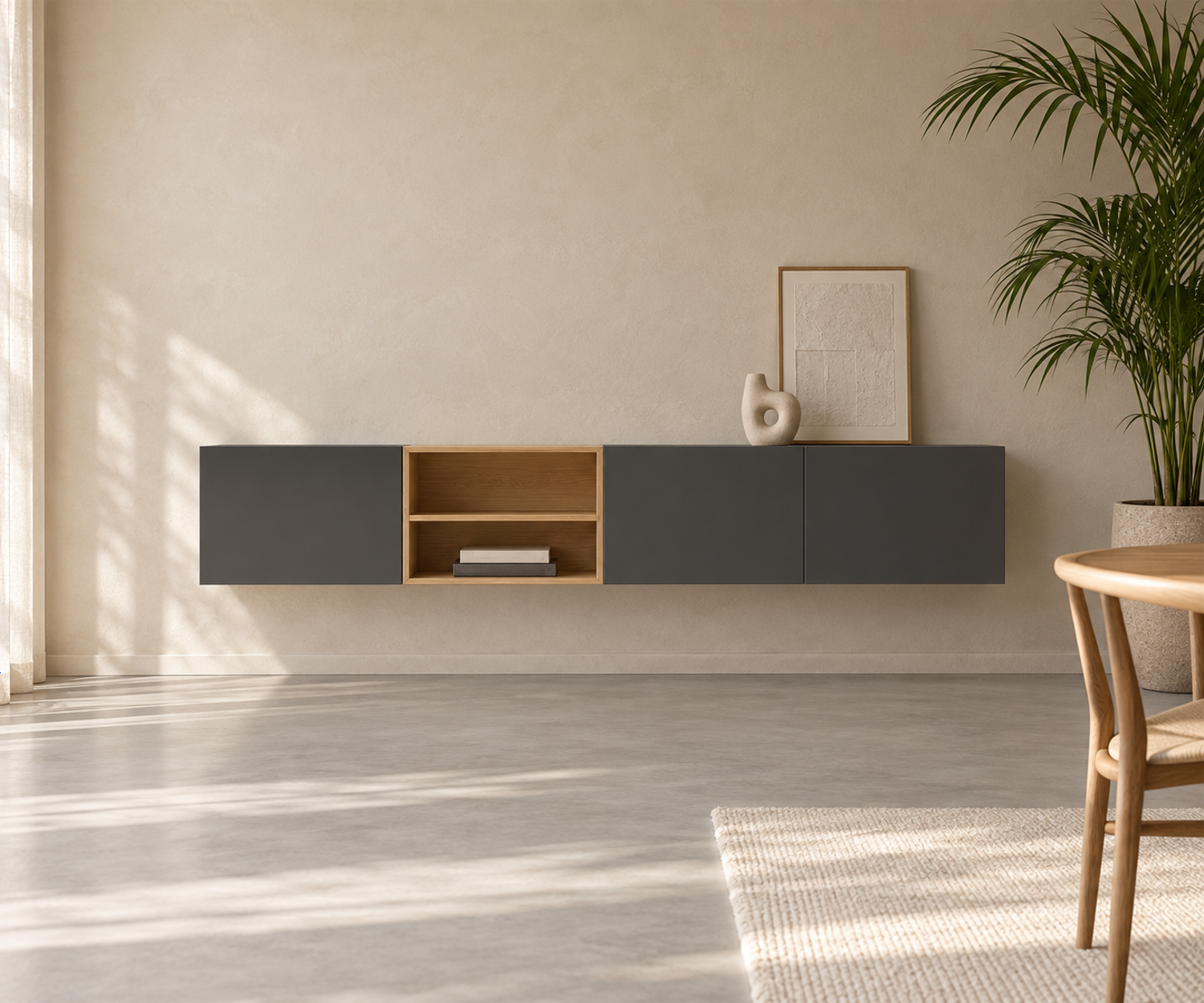Livitalia Box 18 Buffet suspendu 240 cm – Gris foncé mat + Chêne clair Livitalia Box 18 Buffet suspendu 240 cm – Gris foncé mat + Chêne clair