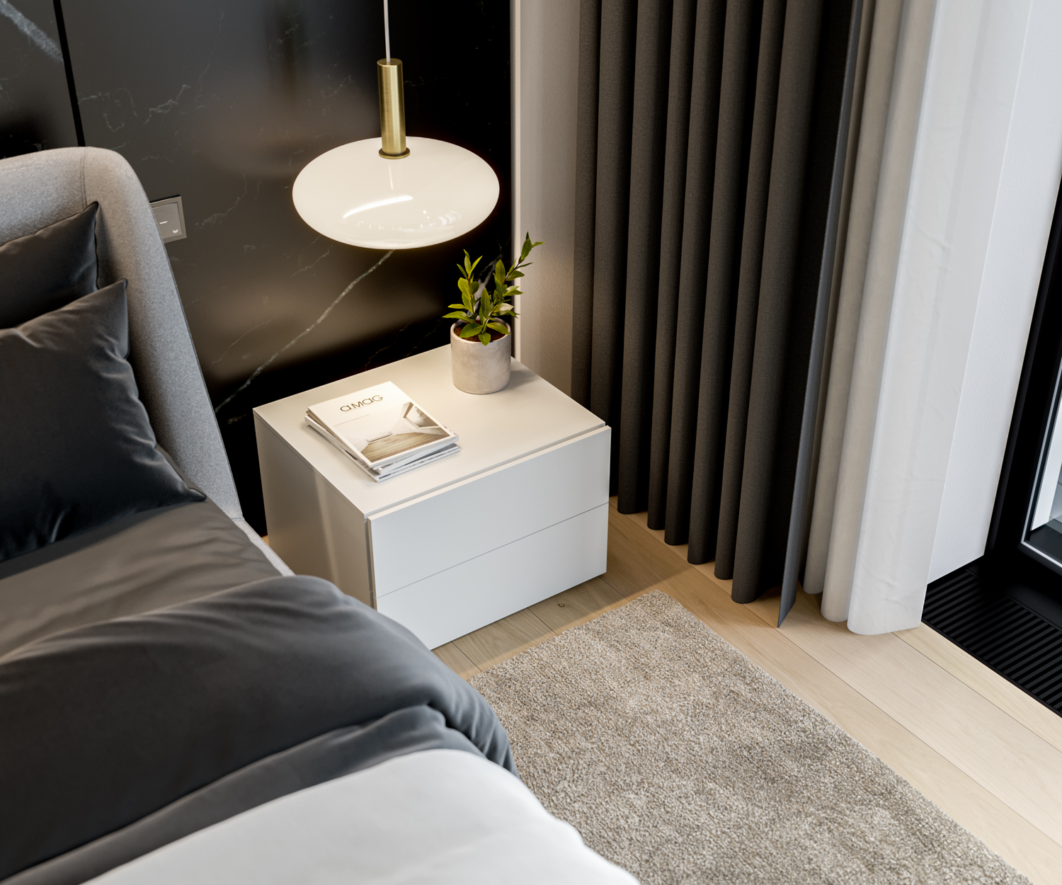 Table de nuit design blanc sans poignées 2 tiroirs Table de nuit design blanc sans poignées 2 tiroirs