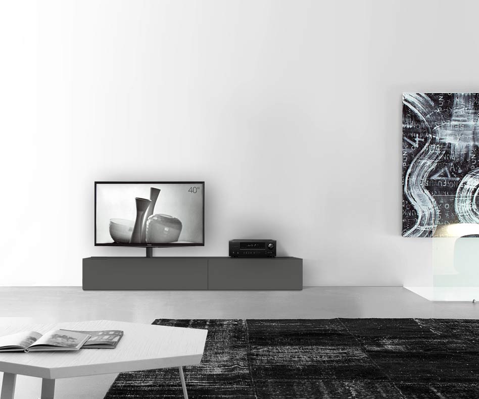 Table basse design Configurateur avec support TV au sol Largeur 210 33,5 45 gauche gris foncé mat Table basse design Configurateur avec support TV au sol Largeur 210 33,5 45 gauche gris foncé mat