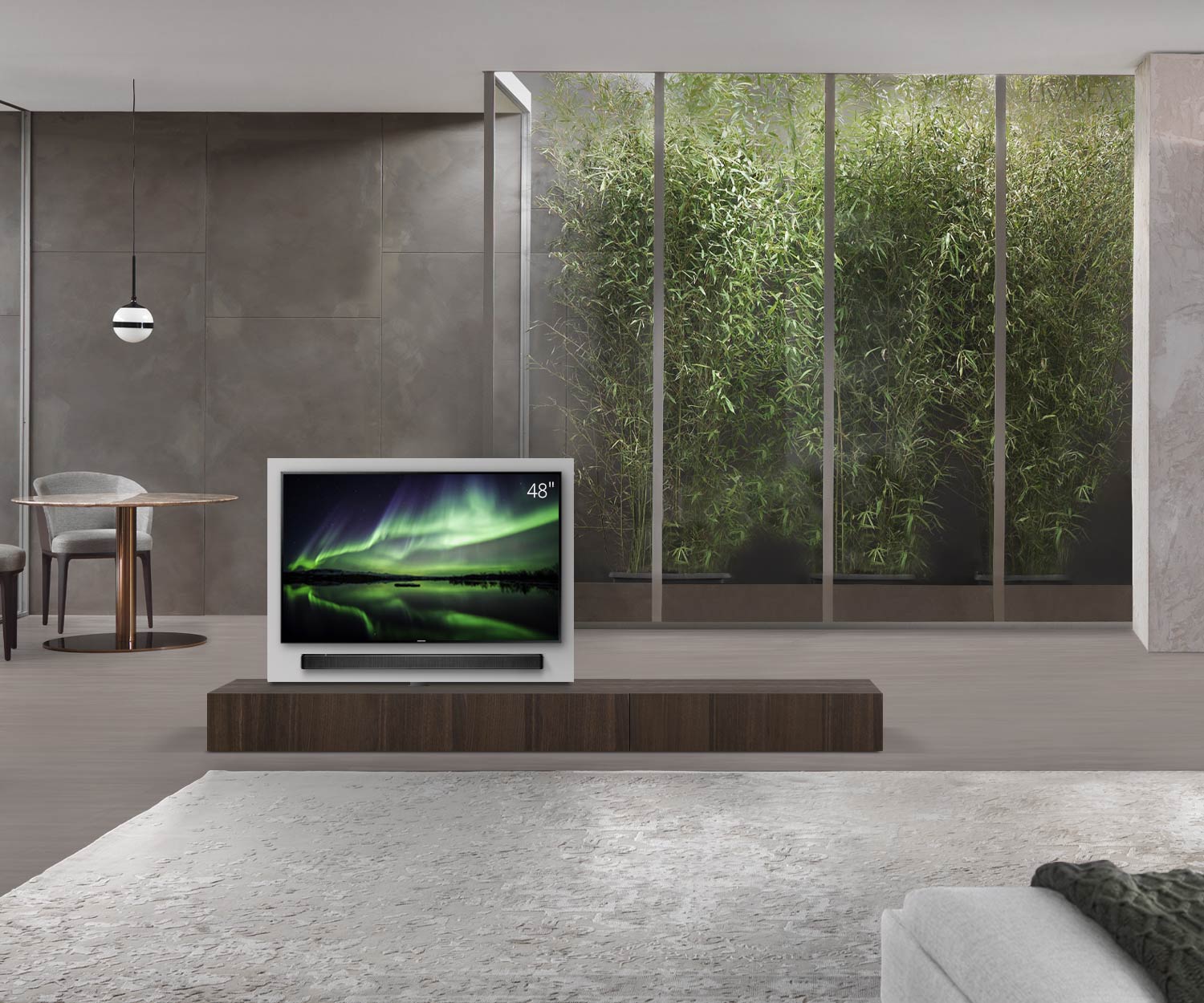 Livitalia Roto Design Lowboard Séparation de pièce avec panneau TV pivotant L150 50 H25 P56 EiBr B90re oBox Livitalia Roto Design Lowboard Séparation de pièce avec panneau TV pivotant L150 50 H25 P56 EiBr B90re oBox