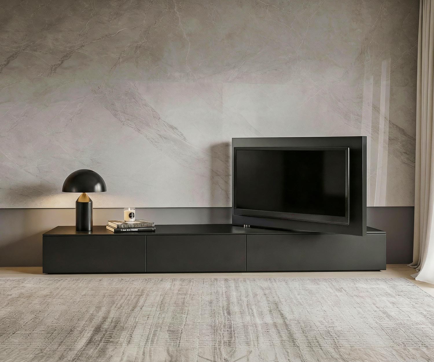 Livitalia Vision Lowboard avec panneau TV pivotant à 90