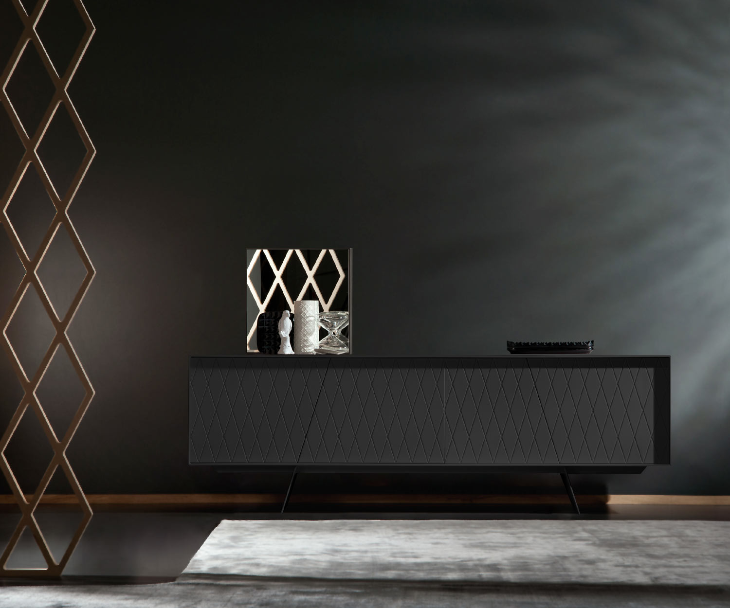 Haute qualité al2 e klipse 003 Design Sideboard Noir Mat Largeur 220 cm Haute qualité al2 e klipse 003 Design Sideboard Noir Mat Largeur 220 cm