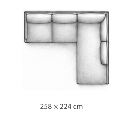 Canapé d’angle droite · 258 × 224 cm