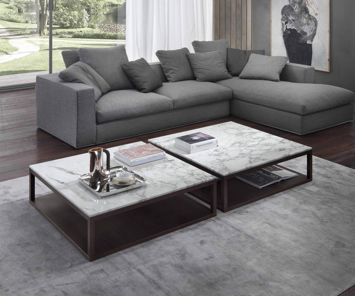 Exclusif Giulio Marelli Design table basse Stone L 95x95 marbre de Carrare plateau de table Exclusif Giulio Marelli Design table basse Stone L 95x95 marbre de Carrare plateau de table