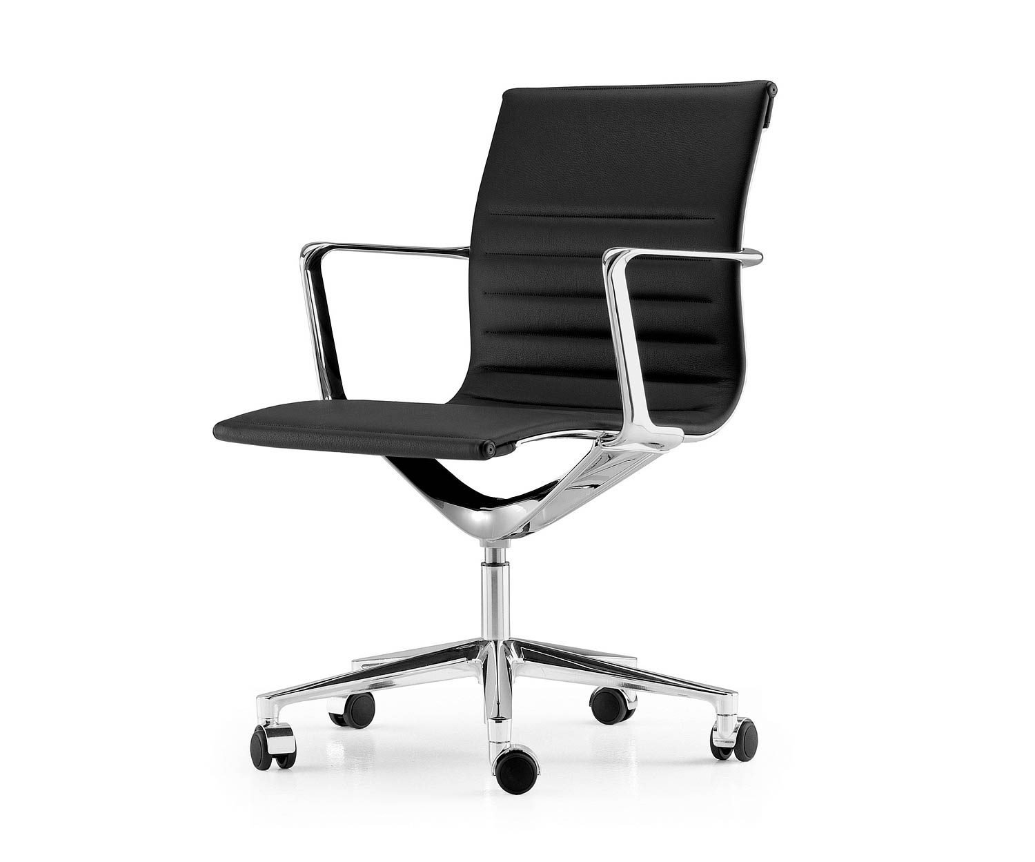 ICF Una Chair Management Chaise de bureau cuir aluminium chrome  ICF Una Chair Management Chaise de bureau cuir aluminium chrome