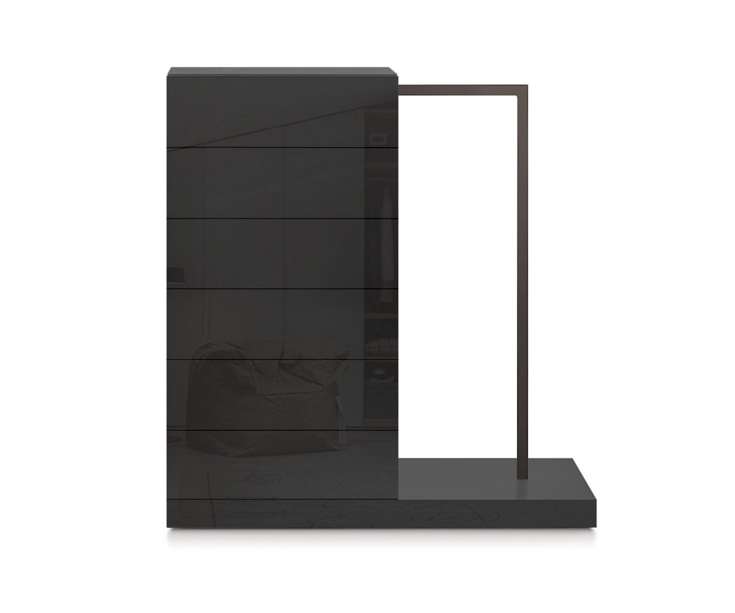 Novamobili Commode haute Easy6 + penderie à droite L54cm noir brillant418 Novamobili Commode haute Easy6 + penderie à droite L54cm noir brillant418