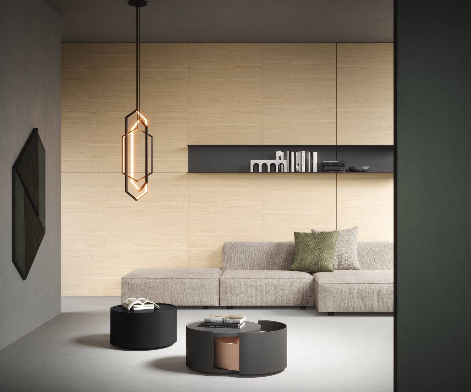 Table d'appoint gris foncé Novamobili Allout dans le salon Table d'appoint gris foncé Novamobili Allout dans le salon