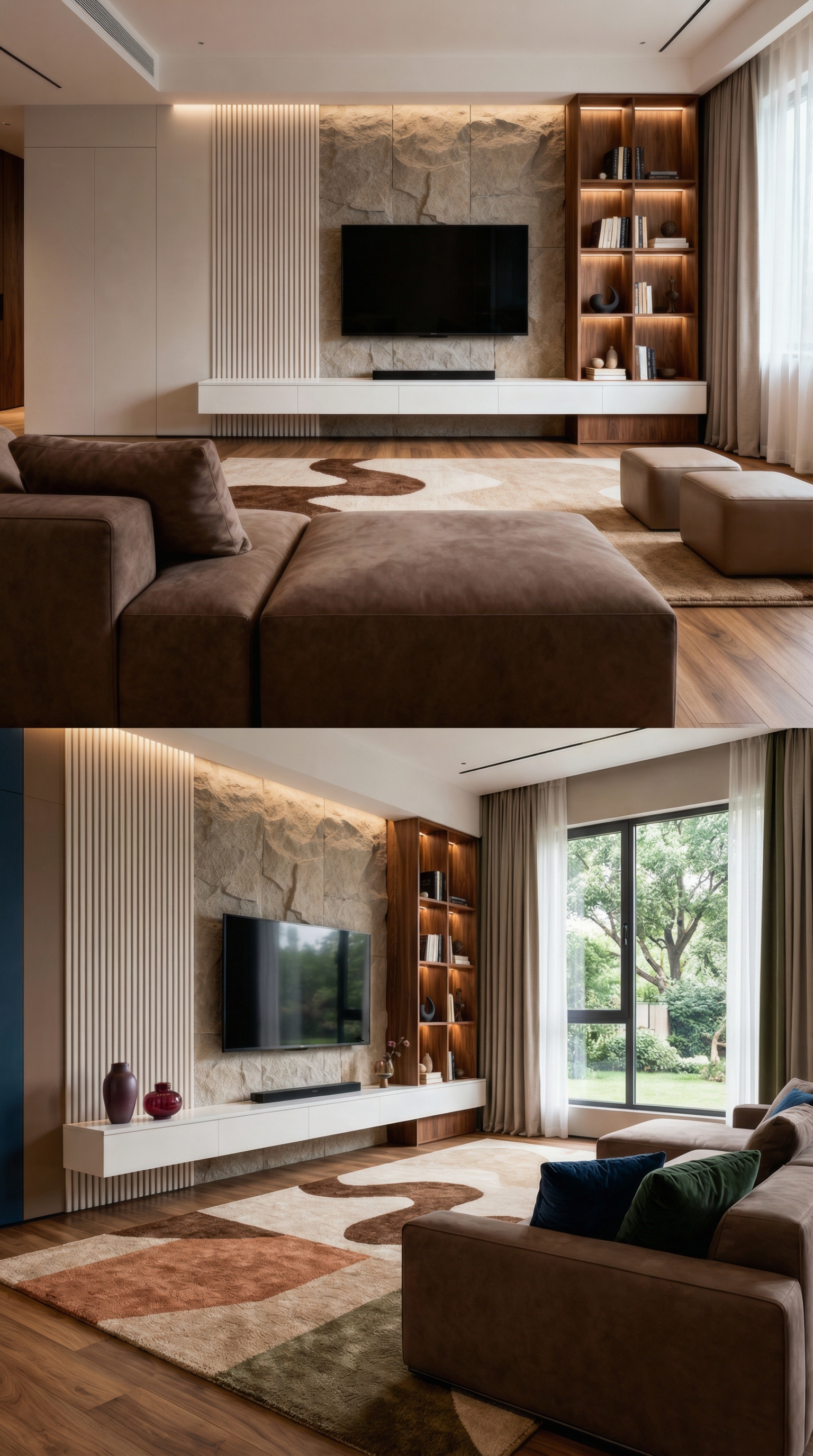 Salon moderne avec éclairage chaleureux et atmosphère cosy Tendance 2026 Salon moderne avec éclairage chaleureux et atmosphère cosy Tendance 2026