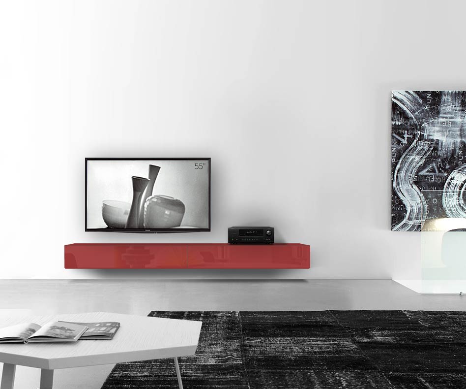 /Design Lowboard Wand B240 H25 5 rouge brillant /Design Lowboard Wand B240 H25 5 rouge brillant