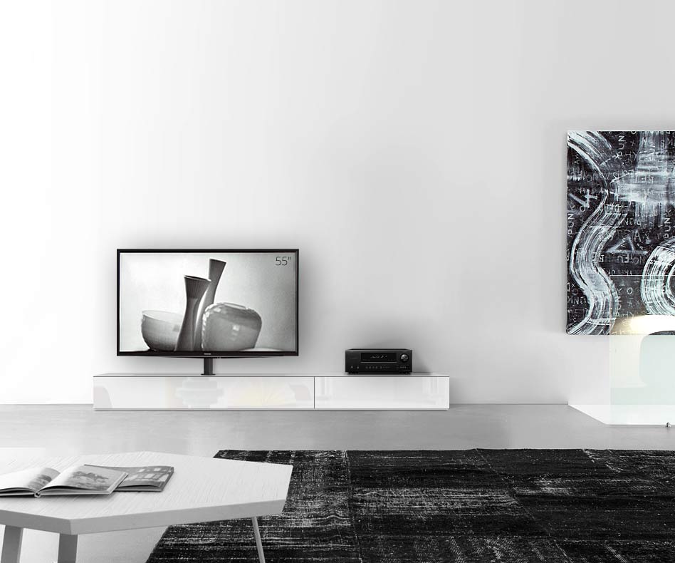 Table basse design Configurateur avec support TV au sol Largeur 240 25,5 54,6 gauche blanc brillant Table basse design Configurateur avec support TV au sol Largeur 240 25,5 54,6 gauche blanc brillant