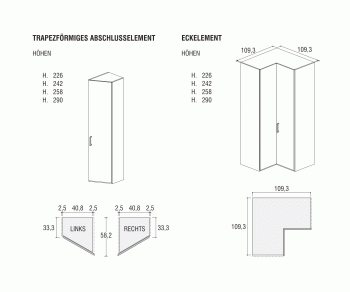 Alfa YNCA Armoire d'angle design 109x109 cm de Novamobili